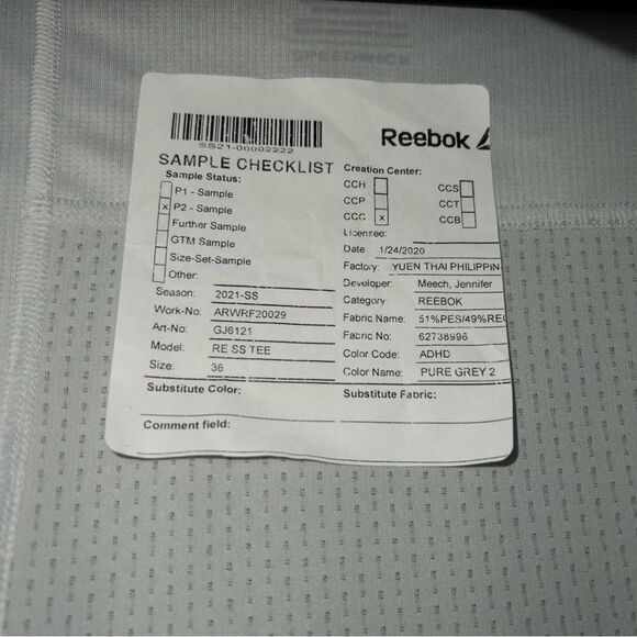 New Reebok Gray Sample Athleisure RE Short Sleeve Tee Size Small - Picture 2 of 5